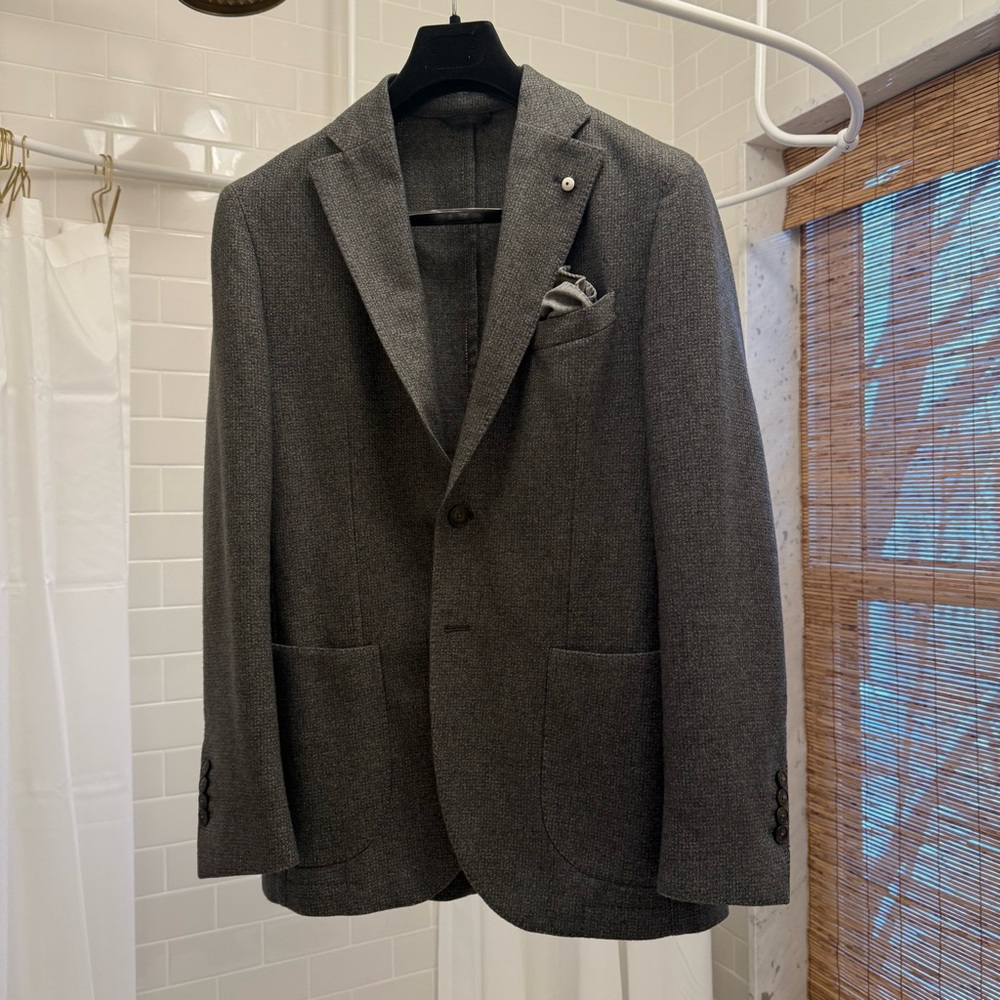 Tailored sage green blazer, imported from Copenhagen